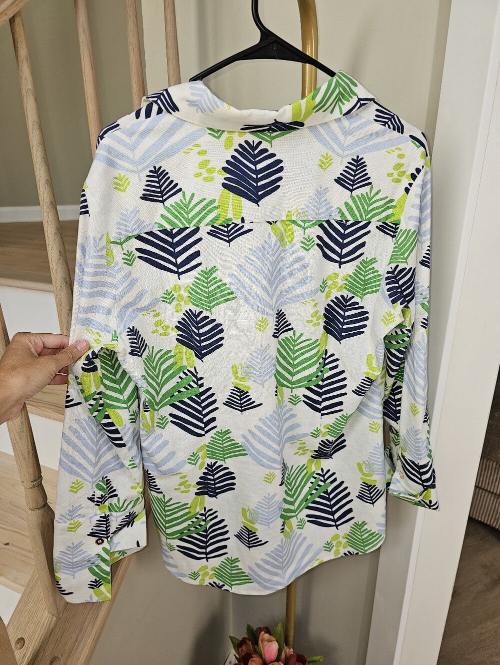 CK Bradley Palm Leaf Floral Print Button Up Long Sleeve Tenley Blouse - Picture 5 of 9